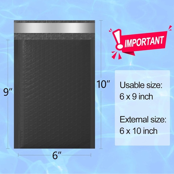 Black Bubble Mailers (50 pc) 6x9 Padded Waterproof Kraft Envelope Shipping - Picture 2 of 8